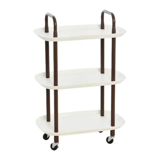 Hello Honey&reg; Main + Mesa&trade; 3-Tier Modern Plastic and Metal Trolley White and Brown {1}