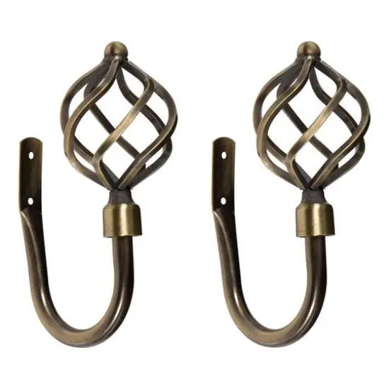 Home Details Antique Brass Royal Twist Curtain Holdback Set {1}