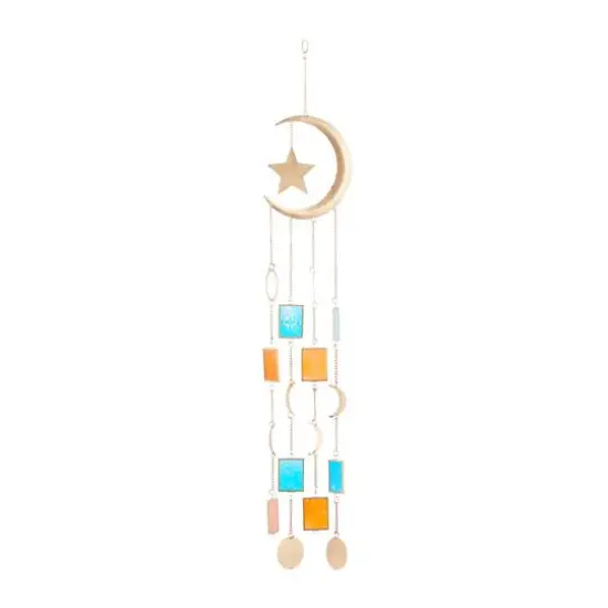 Gold Contemporary Moon and Sun Windchime, 8" x 2" x 41" {4}