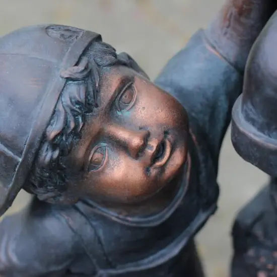 29" Bronze Children at the Water Pump Well Outdoor Garden Water Fountain {5}