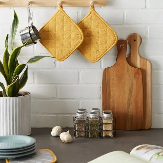 DII&reg; Terry Cloth Potholders, 3ct. Honey Gold {7}