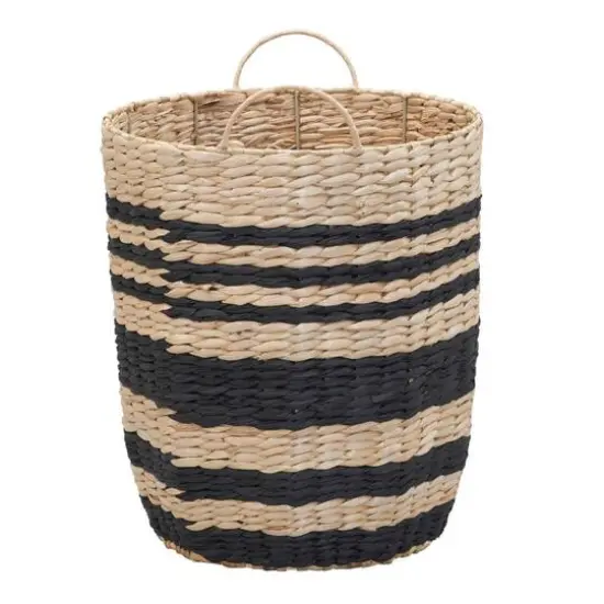 Household Essentials 18" Black & Natural Cattail & Paper Banded Basket {9}