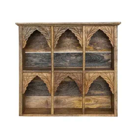 Hello Honey&reg; 20" Carved Natural Mango Wood Shelf {6}