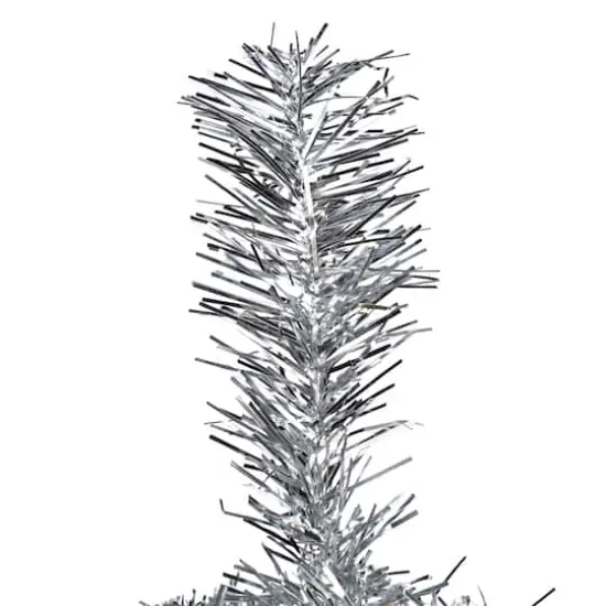 9ft. Unlit Silver Artificial Tinsel Christmas Tree {6}