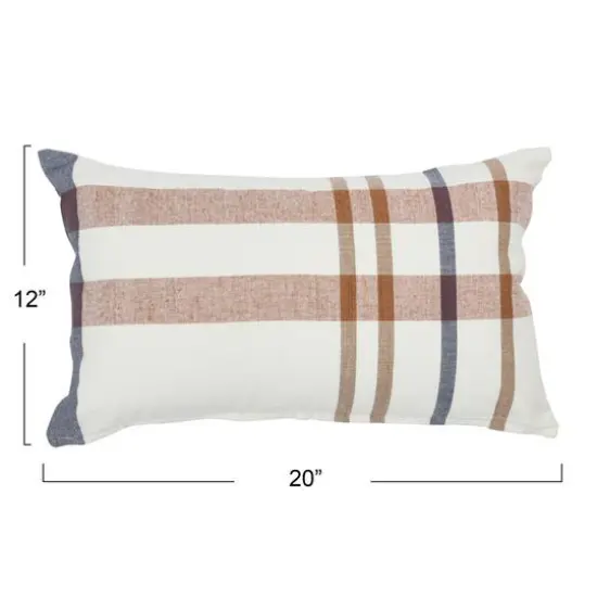 20'' Plaid Cotton Lumbar Pillow Cover {3}