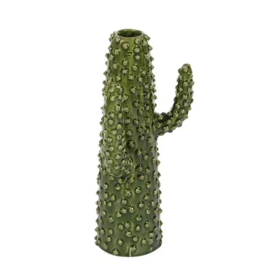 Green Ceramic Eclectic Vase, 12" x 5" x 6" {3}