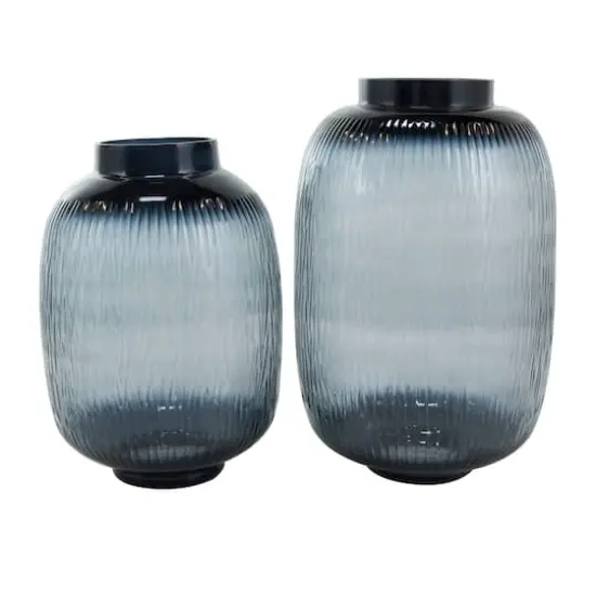 Black & Gray Ombre Glass Vase Set {1}
