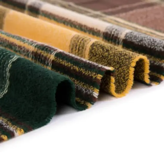 Glitzhome® Fashion Plaid Scarf with Tassels Set Black/Orange {9}