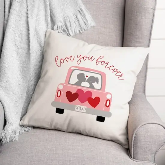Valentines Truck 16" x 16" Throw Pillow {3}