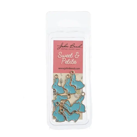 John Bead Sweet & Petite Bunny Rabbit Charms, 10ct. Light Blue {3}