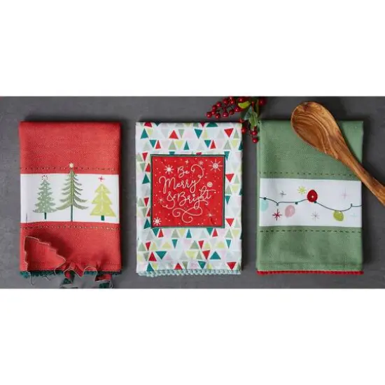 DII&reg; Festive Christmas Embellished Dishtowel Set {3}