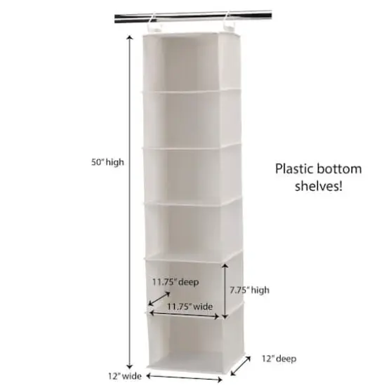 Household Essentials White Canvas 6-Shelf Hanging Closet Organizer {5}