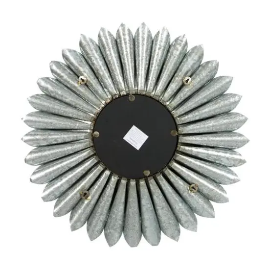 32" Gray Contemporary Galvanized Metal Wall Mirror {6}