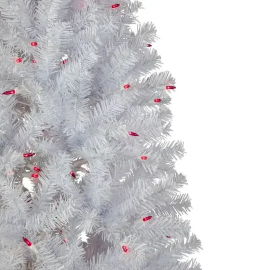 6.5ft. Pre-Lit Slim Geneva White Spruce Artificial Christmas Tree, Pink Lights {3}