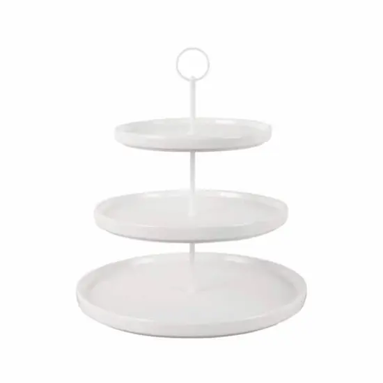 13.5" White 3-Tier Ceramic Cake Stand by Celebrate It&trade; {1}