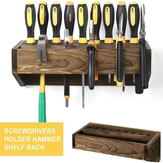 NEX&trade; Rustic Brown Solid Wood Tool Storage Box Organizer Set {5}