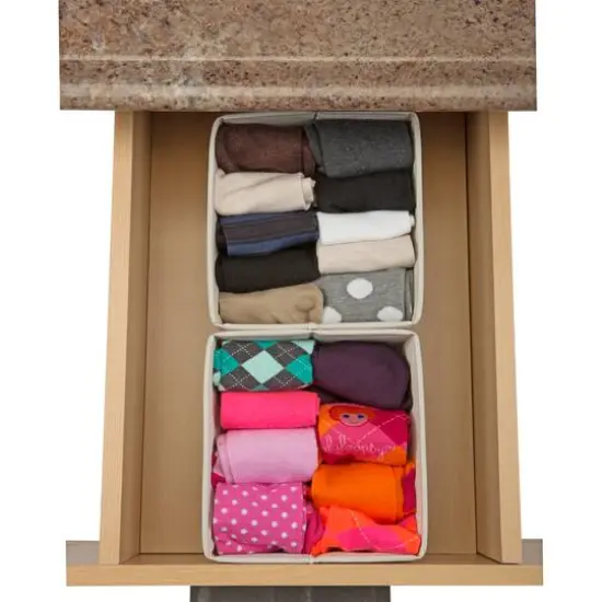 Simplify Faux Jute Medium Square Compartment Drawer Organizer, 2ct. {4}