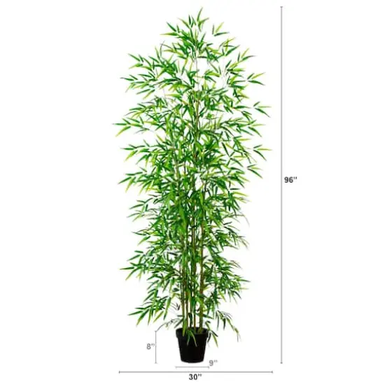 8ft. Potted Green Artificial Bamboo Tree {5}