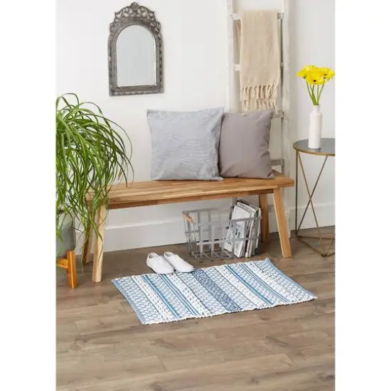 DII&reg; Stonewash Blue & White Hand-Loomed Paper Chindi Rug, 2ft. x 3ft. {6}