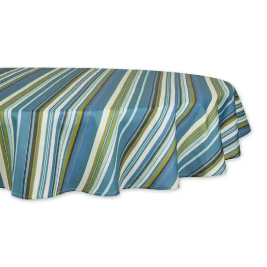 Beachy Stripe Print Outdoor Tablecloth, 60" Round {1}