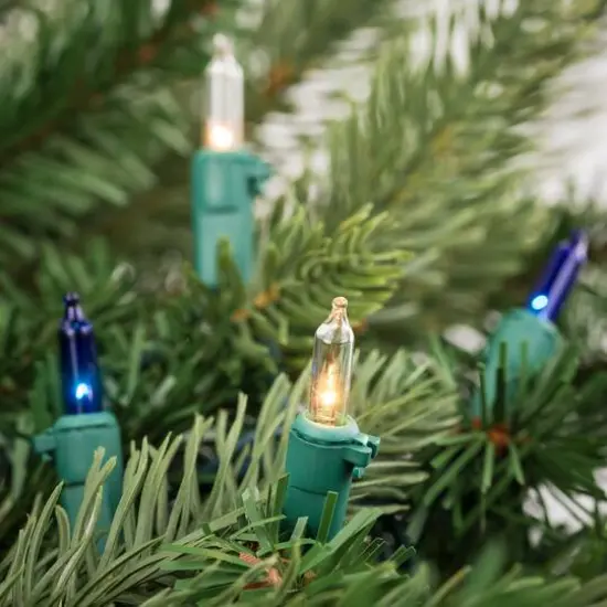 100ct. Mini Christmas String Lights with Green Wire Blue/Clear {7}