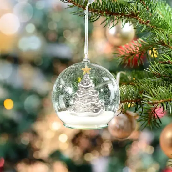 Silver Mercury Glass Tree Globe Ornament {3}
