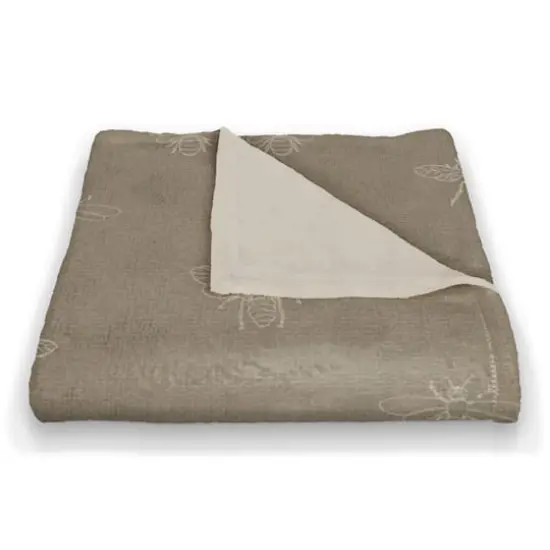 Delicate Bee Pattern Coral Fleece Blanket Brown {3}