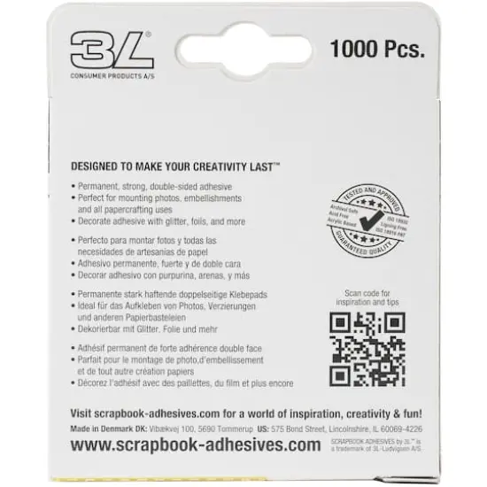 Scrapbook Adhesives By 3L&reg; White Permanent Mounting Squares, 1000ct. {3}