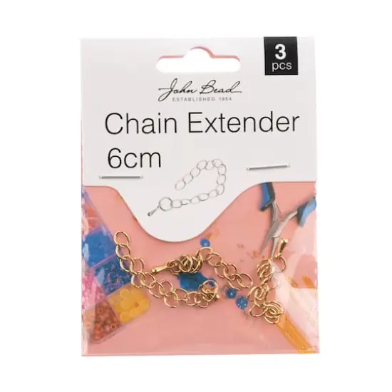 John Bead Must Have Findings 6cm Chain Extenders, 3ct. Gold {4}