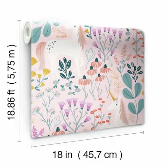 RoomMates Unicorn Paradise Peel & Stick Wallpaper Pink/Green {8}