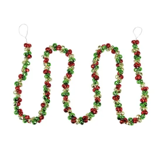 5ft. Green & Red Festive Jingle Bell Garland {3}