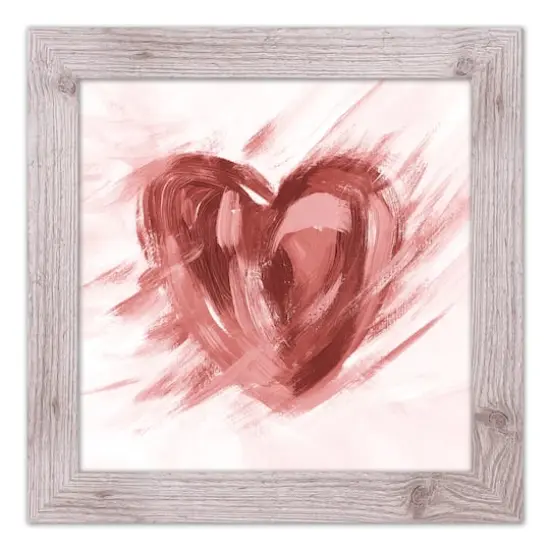 Abstract Painted Heart 16" x 16" Western White Framed Print {1}