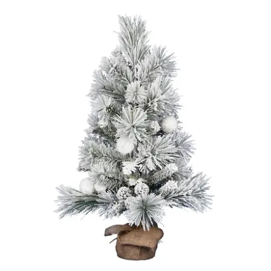 3ft. Unlit Frosted Beacon Pine with Snowballs & Pinecones Artificial Christmas Tree in Burlap Base {1}
