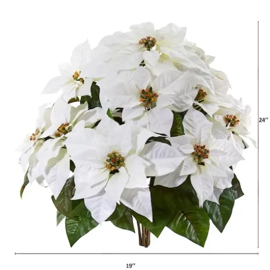 24" White Poinsettia Artificial Plant Set {3}