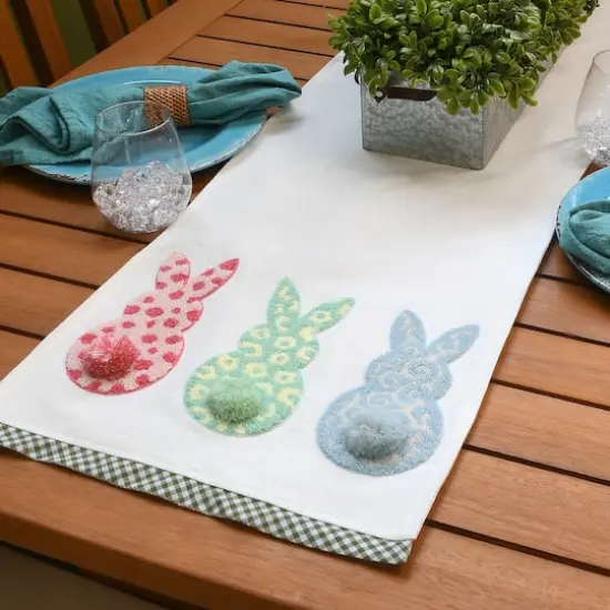 72" Multicolored 3 Easter Bunnies Table Runner {3}