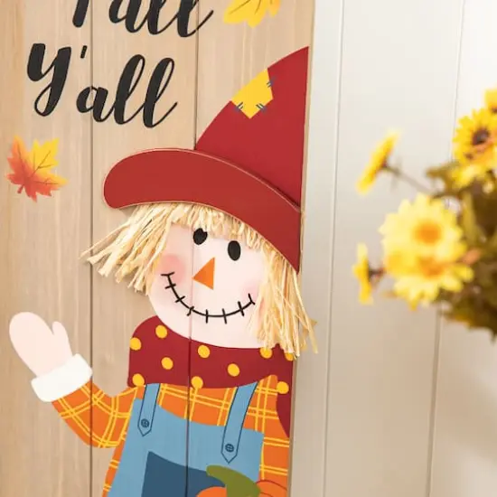 Glitzhome&reg; 3.5ft. Fall Wood Scarecrow Porch D&eacute;cor {7}
