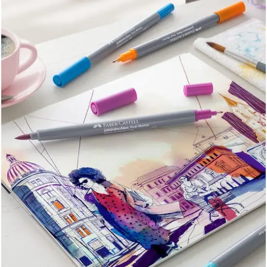 Faber-Castell Goldfaber Aqua 12 Color Dual Ended Watercolor Marker Set {4}