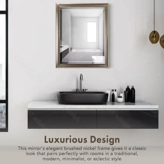 Head West Brushed Nickel Framed Wall Mirror - 32" x 26" {5}