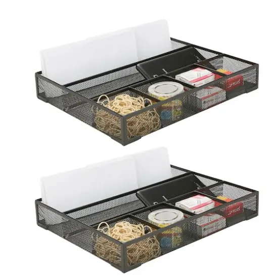 Mind Reader 11.75" Black 2-Piece Mesh Deep Drawer Organizer {1}