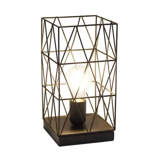 Simple Designs 10" Geometric Square Metal Table Lamp Black {3}