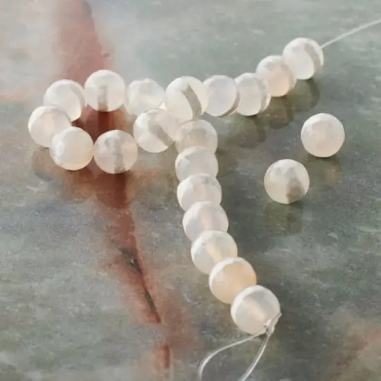White Agate Faceted Round Beads, 8mm by Bead Landing&trade; {3}