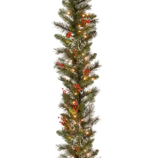 9ft. Pre-Lit Wintry Pine&reg; with Cones, Berries, Snowflakes and Clear Lights Garland {5}