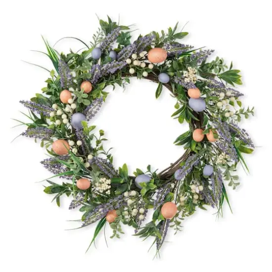 Glitzhome&reg; 22" Easter Eggs & Lavender Wreath {1}