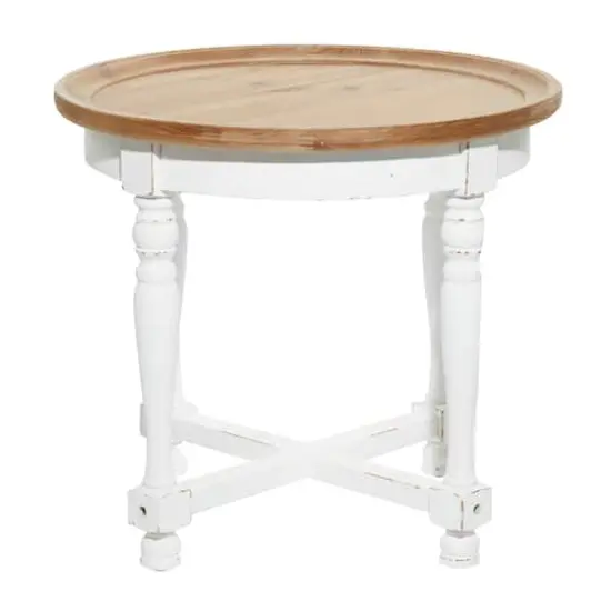 24" White Wood Farmhouse Accent Table {1}