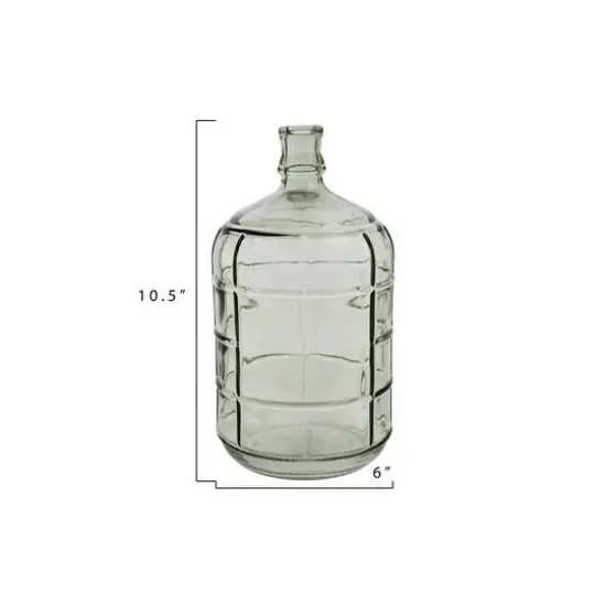 Hello Honey&reg; 11" Transparent Green Vintage Embossed Windowpane Glass Bottle {5}