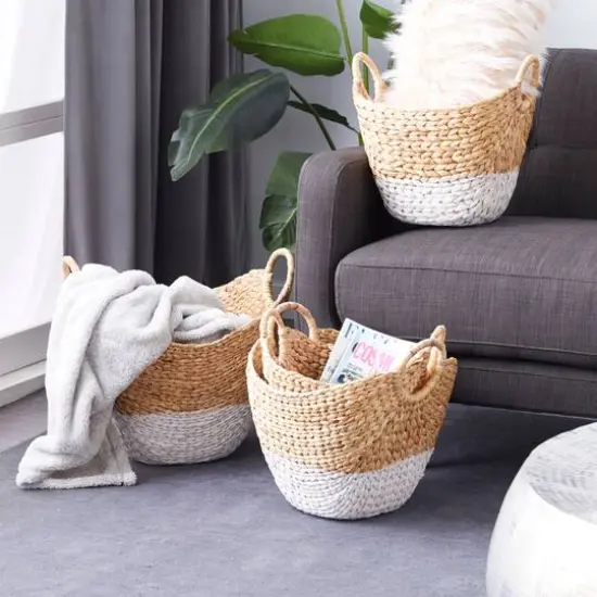 CosmoLiving by Cosmopolitan Brown Seagrass Contemporary Storage Basket Set {11}