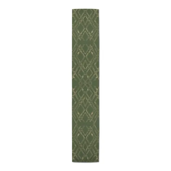 90" Gold Diamond Cotton Twill Runner Green/Gold {4}