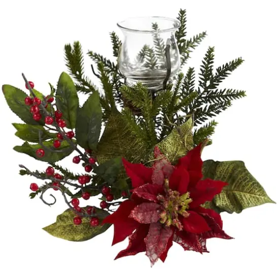 14" Poinsettia Candelabrum Artificial Arrangement {1}