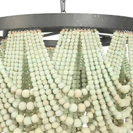 Hello Honey&reg; 27.5" 2-Tier Draped Wood Bead Chandelier Green {9}