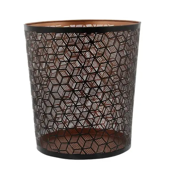 10" Black Metal Contemporary Small Waste Bin {1}